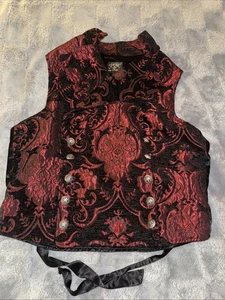 Shrine Hollywood Cavalier Vest Mens L Red Black Tapestry Vampire Goth Steampunk - Picture 1 of 8