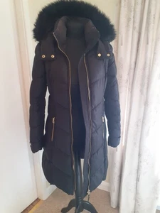 Joules Snowbury Long Padded Coat Black Size 6 with Detachable Hood - Picture 1 of 6