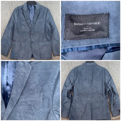 Banana Republic Mens Slim Fit Corduroy Blazer Jacket Blue Sz 44R NEW - Image 1 of 4