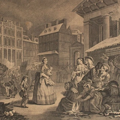 William Hogarth Morning The Four Times of Day Aufklärung Kupfertstich 18 Jhd - Bild 1 von 4