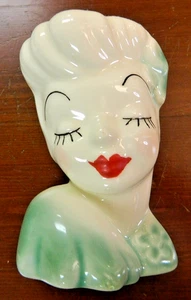 Vintage 6" Betty Grable Frauenkopf Vase Glamour Mädchen Wandtasche #2 - schön! - Bild 1 von 7
