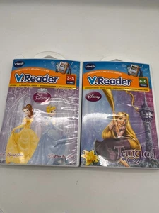 Lot   of 2 VTech V.Reader Disney Princess Tangled Cinderella/Bella Cartridges - Picture 1 of 5