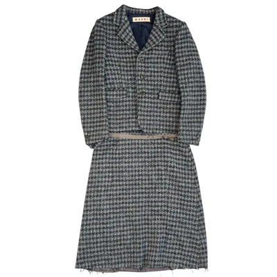 Marni 100% Wool Tweed Two-Piece Suit Blazer and Skirt - Image 1 of 4