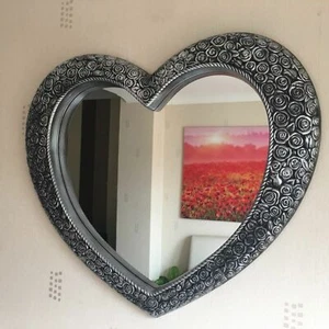 ANTIQUE STYLE ORNATE HEART WALL MIRROR DRESSING BATHROOM LARGE WALL MIRROR 67x58 - Picture 1 of 6