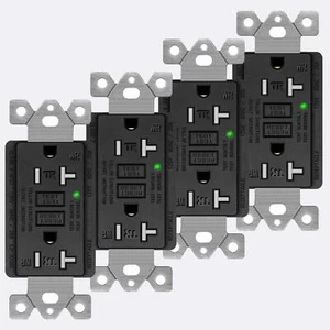 GFCI Outlet 20 AMP AC Receptacles Tamper Resistant LED Indicator Outdoor 4 Pack - Picture 1 of 12