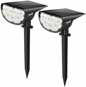 2 Pack JW Lighting LED Solar Spotlights Landscape Lights Outdoor Garden Pathway  - Picture 1 of 8