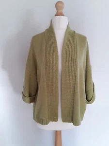 Marks and Spencer lime green shawl style cardigan. Unusual style New. size 12 - Picture 1 of 7