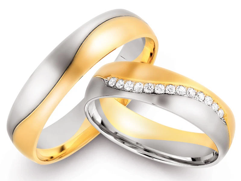 Eheringe Trauringe 585 er Gold Bicolor Massiv Gelb/Weißgold 6mm Breit - Bild 1 von 1