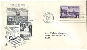 3 '48 FDCs 100th Anniv Wisconsin SC#957, Wm. A. White SC#960, New York SC#C38 - Picture 1 of 3