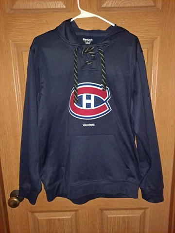 Montreal Canadiens Hoodie Men Medium Blue Pullover Reebok NHL Cover