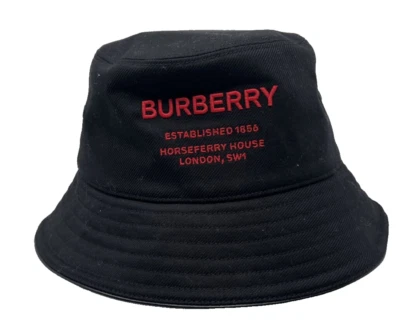 Burberry men's Horseferry Embroidered Bucket Hat - size Small / S - Black - Image 1 of 4