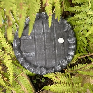 New Large Black Round Concrete Fairy Garden Door. Home Made/Painted. Ornament. - Picture 1 of 10