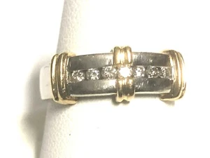 MENS 14K WHITE GOLD 1/5CT TW ROUND DIAMONDS WEDDING ANNIVERSARY RING SIZE 7 - Picture 1 of 8