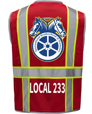 CUSTOM🚧TEAMSTERS UNION REFLECTIVE SAFETY VEST 🦺🚧ADD  LOCAL 1️⃣2️⃣ SIZE M-4XL - Image 1 of 2