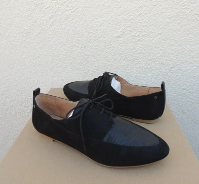 UGG BLACK LEATHER MARJI SNAKE LACE-UP CHIC FLATS SHOES, US 9.5/ EUR 40.5 ~NIB - Image 1 of 4