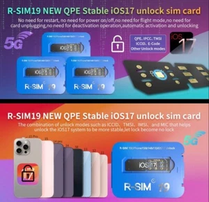 R-SIM19 NEW QPE Stable Unlock SIM Card For iPhone 15 Plus 14 13 Pro Max 12 IOS17 - Zdjęcie 1 z 10