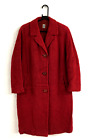 Vintage 70s Retro Mod Red Boucle Wool Smart Casual Mid Length Overcoat Size 14
