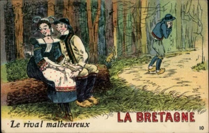 Postal Le rival malheureux La Bretagne, Francia, arte vintage - Imagen 1 de 2