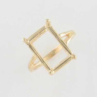 PRE-NOTCHED 14X10MM EMERALD CUT DESIGNER RING 10K YELLOW GOLD CR34-10KY - Image 1 of 3