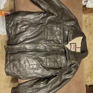 VtgLevi Strauss Men's Polyurethane Unreal Leather Dark Brown Jacket 54163 Size L - Picture 1 of 10