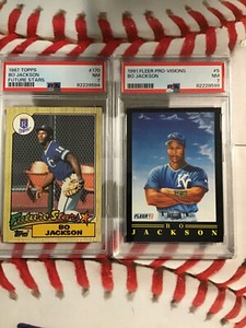 2 Cards Bo Jackson 1987 Topps Future Stars Rookie & 1991 Fleer Bionic Bo PSA 7