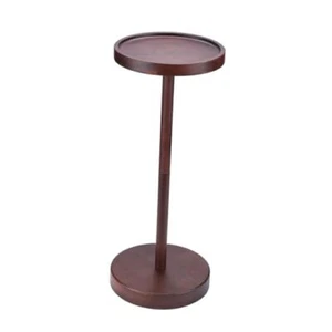 Solid Acacia Wood Pedestal Side Table, Drink Table, Small End Table Pedestal - Picture 1 of 8