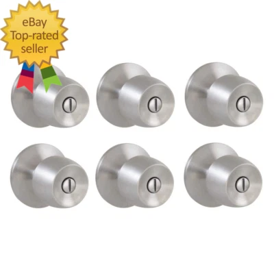 Perilla de puerta de cama/baño de acero inoxidable Brandywine (paquete de 6) Foto 1 de 4