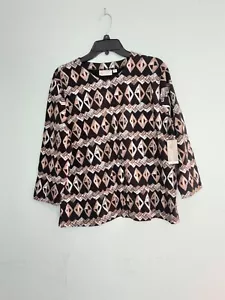 Studio Works #171 Sportbluse Damen Gr. XL schwarz braun und beige Dreiecke Neu mit Etikett - Bild 1 von 10