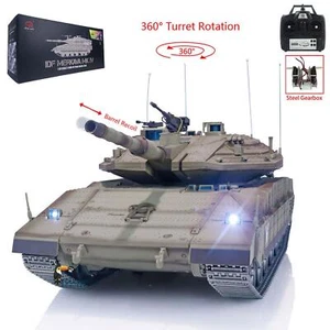 Henglong 1:16 7.0 Merkava RC Tank Model 3958 BB Shoot Metal Tracks Barrel Recoil - Picture 1 of 1