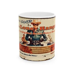 Cartel de arte de película Lone Ranger antiguo letrero de hojalata taza de café taza - Imagen 1 de 12
