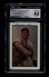 1983 CARD COLLECTORS 1953 BOWMAN COLOR REPRINT #156 MAX SURKONT JSA GRA ID: 1516 - Picture 1 of 2