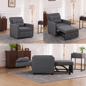 Sofa Bed Chair 3-in-1 Convertible Chair Lounger Sleeper Chair Single Recliner - Picture 1 of 5