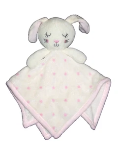 Forever Baby Pink White Polka Dot Bunny Blanket Soft Security Lovey - Picture 1 of 3