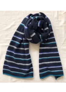 Halogen Nordstrom Unisex Cashmere Long Scarf Chevron Stripe Warm Wrap Hobo Chic - Picture 1 of 4