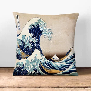 Plump Cushion Hokusai Under the Great Wave of off Kanagawa Scatter Throw Pillow - Picture 1 of 13