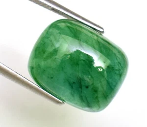 12.35 Ct Natural Zambian Emerald Cabochon Cushion Shape Loose Certified Gemstone - Picture 1 of 5