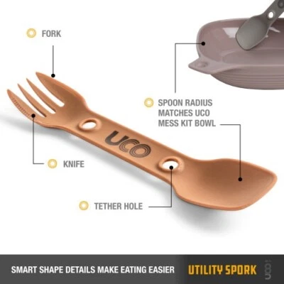 UCO Spork, Camping, Hiking, Fishing Quality Knife,Fork,Spoon Cutlery 13 Colours - Image 1 of 4