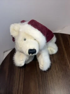 Klondike 1999 Boyd's Bear 14" orso polare con cappello rosso Babbo Natale in velluto, sciarpa ed etichetta - Foto 1 di 10