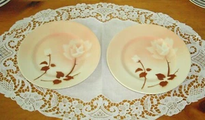 Platos de 6 1/4" vintage Syracuse China MADAM BUTTERFLY rosa marfil antiguo ~ Juego de 2 - Imagen 1 de 5