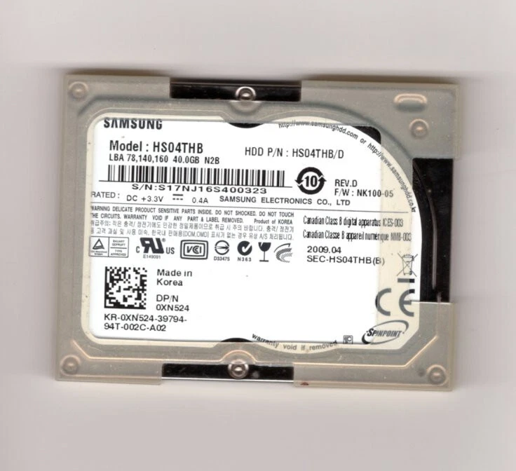 Samsung Spinpoint N2B HS04THB 40GB Internal 4200RPM 1.8" (HS04THB) HDD - Image 1 of 1
