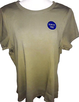 Olive Green T-Shirt Tee Size XL Stretch Slim Fit Short Sleeve Crewneck Apt 9 New - Image 1 of 2