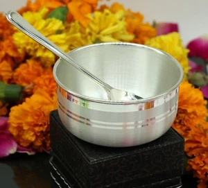 999 fine silver bowl , silver baby dinner set, baby serving utensils sv56 - Picture 1 of 10