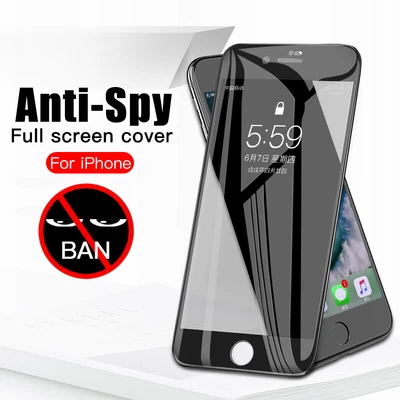 Tempered Glass For iPhone 14 Pro Max 13 Pro 12 11 Pro XR XS Max 8 7 SE Anti-spy - Image 1 of 4