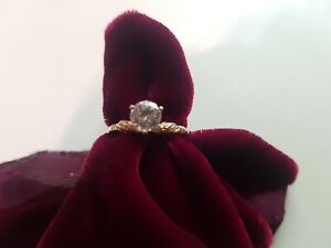14K Yellow Gold Flawless CZ Engagement Ring Cubic Zirconia Size 7.5 Ring FL LIND