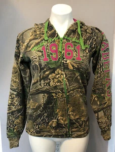 Hoodie Zip Camouflage Sweatshirt CABELAS Womens Full Zip Size S Green - Picture 1 of 12