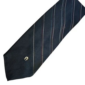Etienne Aigner Necktie Tie Navy Blue Striped Luxury Suit Dress Simple Adult - Picture 1 of 5