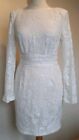 Boohoo Damask White Sequin Padded Shoulder Fitted Mini Party Dress Size 8 BNWT