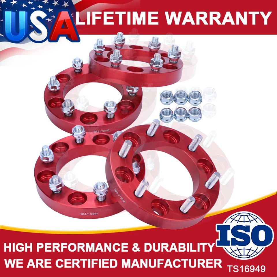 4x 1'' 6x5.5" (6x139.7mm) Hub Centric Wheel Spacer Adapter for Toyota 4Runner US - Image 1 of 4