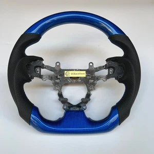 For 2012-2015 9th gen Honda Civic real glossy blue carbon fiber steering wheel - Picture 1 of 7