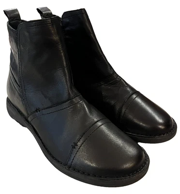Miz Mooz Womens Pyper Boots Size 40 9.5 Black Leather Bootie Flat Cap Toe Boot - Image 1 of 4